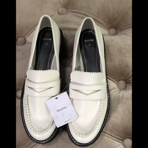 bershka white chunky loafer